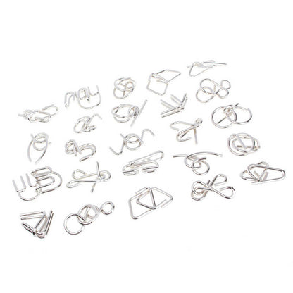 24Pcs / Set Nickel Plated Steel Wire Unlock Toy Brain Teaser Puzzle Lock Adult Children Toy