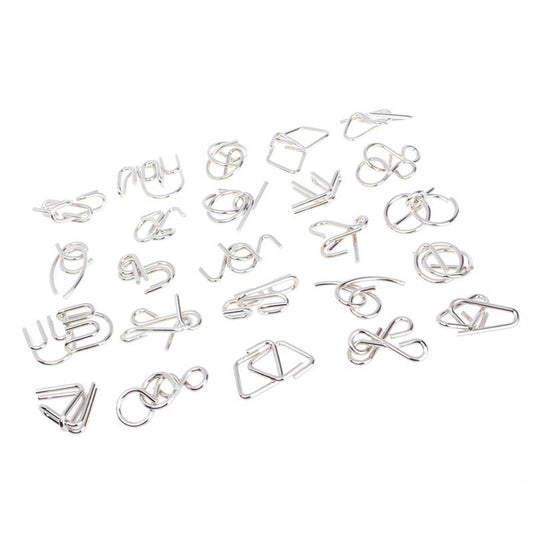 24Pcs / Set Nickel Plated Steel Wire Unlock Toy Brain Teaser Puzzle Lock Adult Children Toy