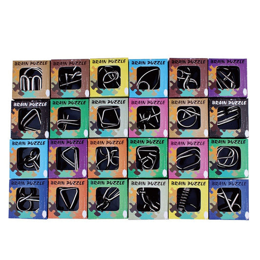 24Pcs / Set Nickel Plated Steel Wire Unlock Toy Brain Teaser Puzzle Lock Adult Children Toy