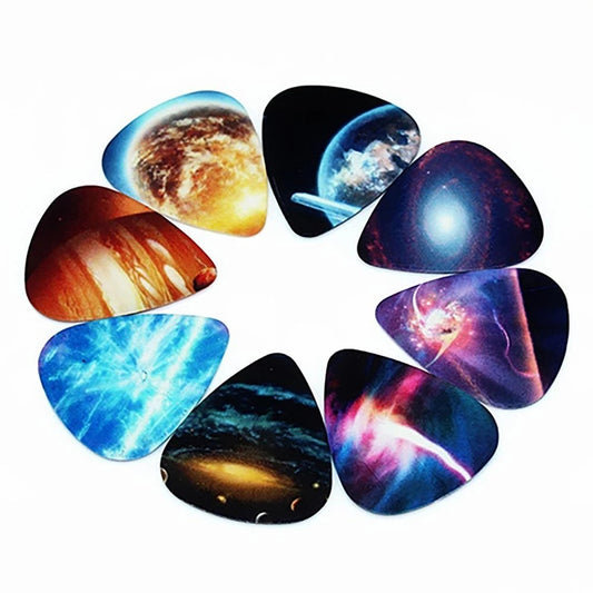 10Pcs 0.71mm Colorful Celluloid Guitar Pick Plectrums for Bass Electric Acoustic Guitars