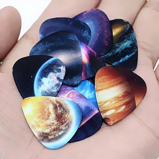 10Pcs 0.71mm Colorful Celluloid Guitar Pick Plectrums for Bass Electric Acoustic Guitars