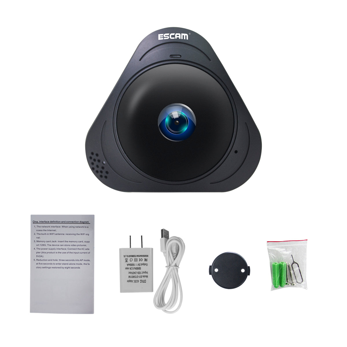 ESCAM Q8 H.264 HD 960P 1.3MP WiFi Infrared IP Camera 360&#176; Panoramic with Two Way Audio