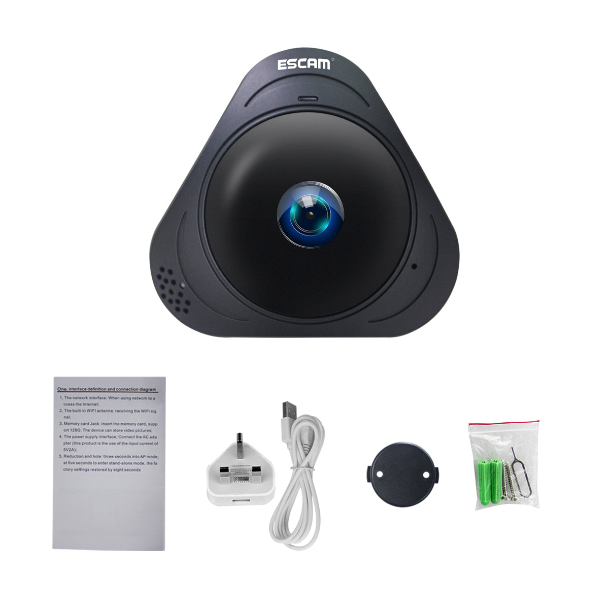 ESCAM Q8 H.264 HD 960P 1.3MP WiFi Infrared IP Camera 360&#176; Panoramic with Two Way Audio