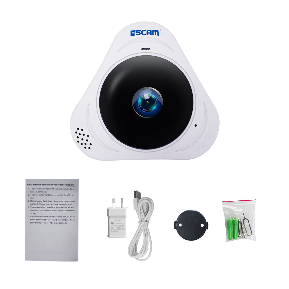 ESCAM Q8 H.264 HD 960P 1.3MP WiFi Infrared IP Camera 360&#176; Panoramic with Two Way Audio