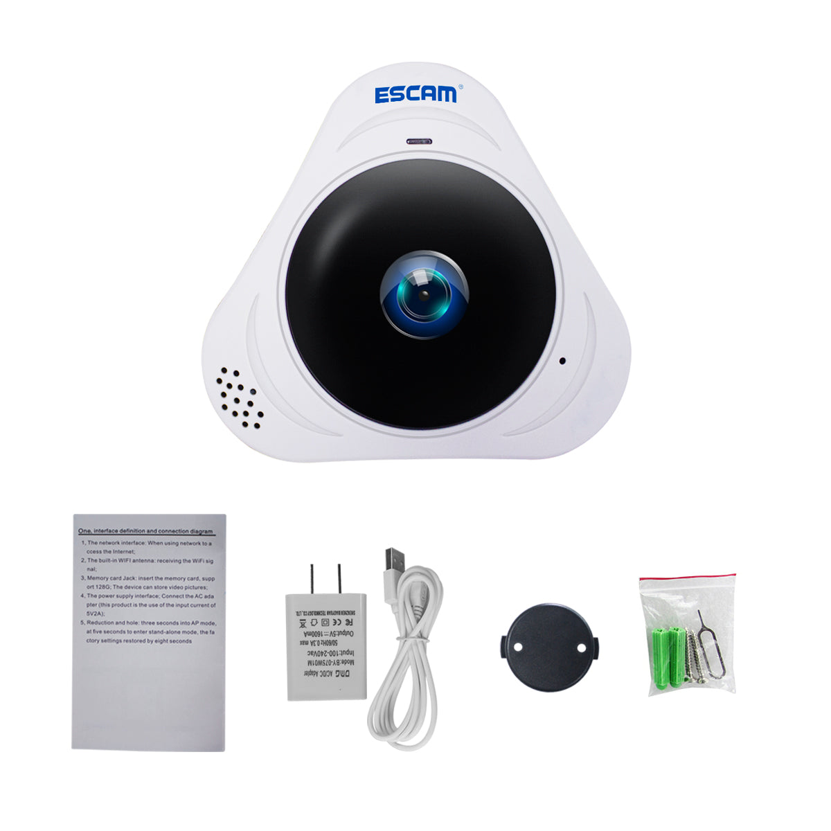 ESCAM Q8 H.264 HD 960P 1.3MP WiFi Infrared IP Camera 360&#176; Panoramic with Two Way Audio
