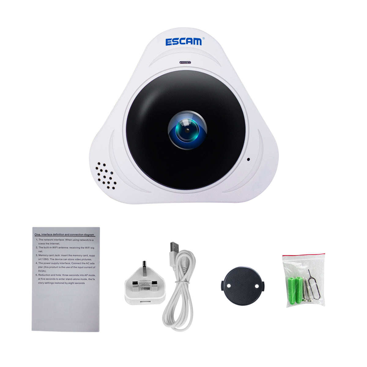 ESCAM Q8 H.264 HD 960P 1.3MP WiFi Infrared IP Camera 360&#176; Panoramic with Two Way Audio