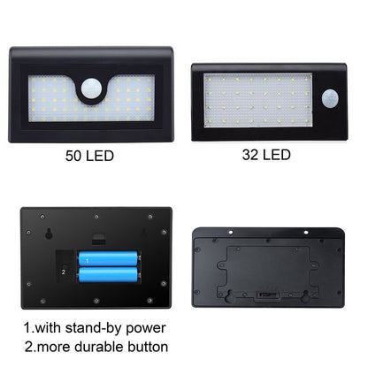 YY-5006 50-LED Solar Powered Wall Light PIR Motion Sensor Waterproof Outdoor Light