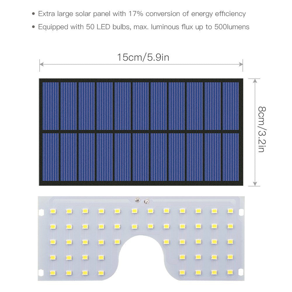 YY-5006 50-LED Solar Powered Wall Light PIR Motion Sensor Waterproof Outdoor Light