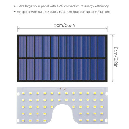 YY-5006 50-LED Solar Powered Wall Light PIR Motion Sensor Waterproof Outdoor Light