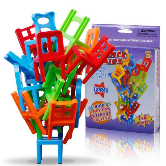 18PCS Kids Balance Chairs Game Stacking Puzzle Toys Family Party Game - Random Color