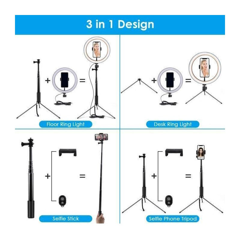 120-LED Ring Fill Light Studio Photo Video Dimmable Lamp Selfie with 1.2m Tripod