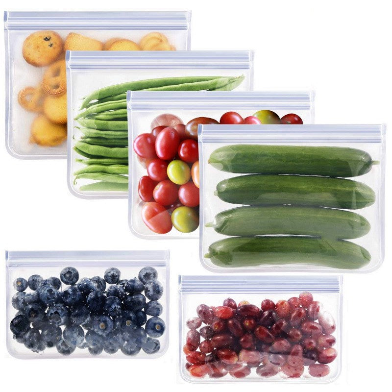 12 Pcs/Bag Transparent Frosted PEVA Refrigerator Food Storage Container Sealed Bag