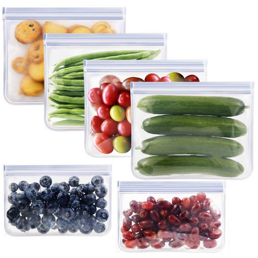 12 Pcs/Bag Transparent Frosted PEVA Refrigerator Food Storage Container Sealed Bag