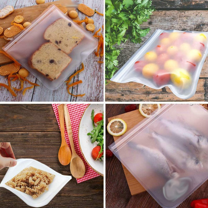 12 Pcs/Bag Transparent Frosted PEVA Refrigerator Food Storage Container Sealed Bag