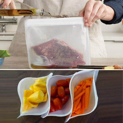 12 Pcs/Bag Transparent Frosted PEVA Refrigerator Food Storage Container Sealed Bag