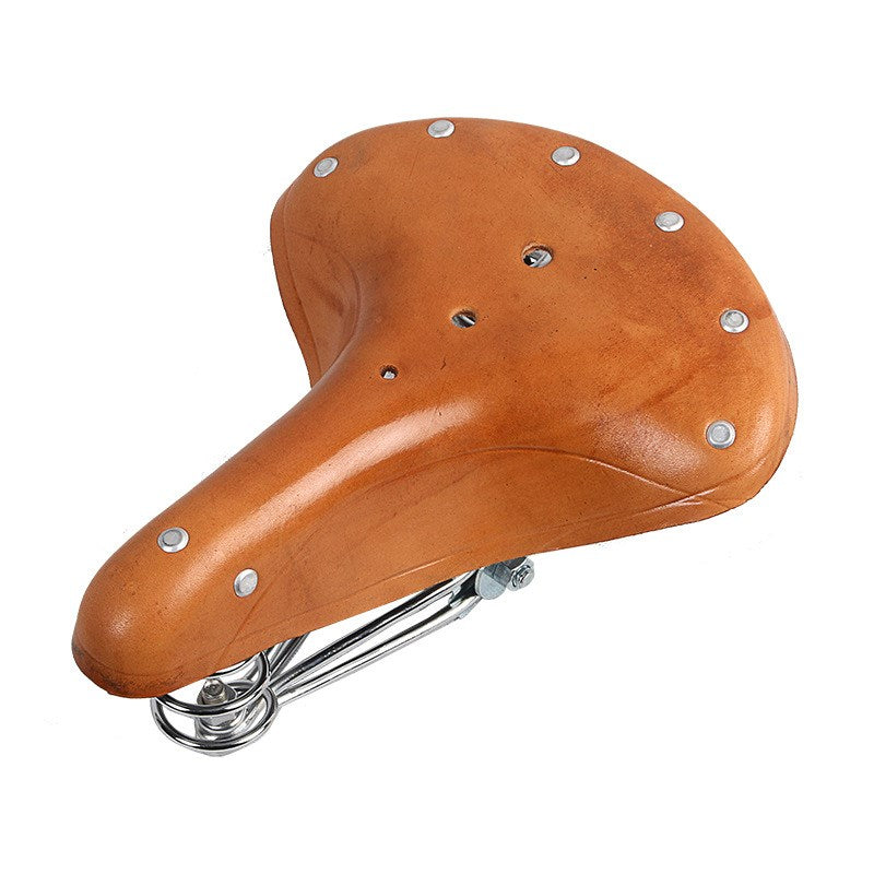 Vintage Genuine Leather Shock-Absorbing Spring Bicycle Seat Tuning Retro Bicycle Saddle