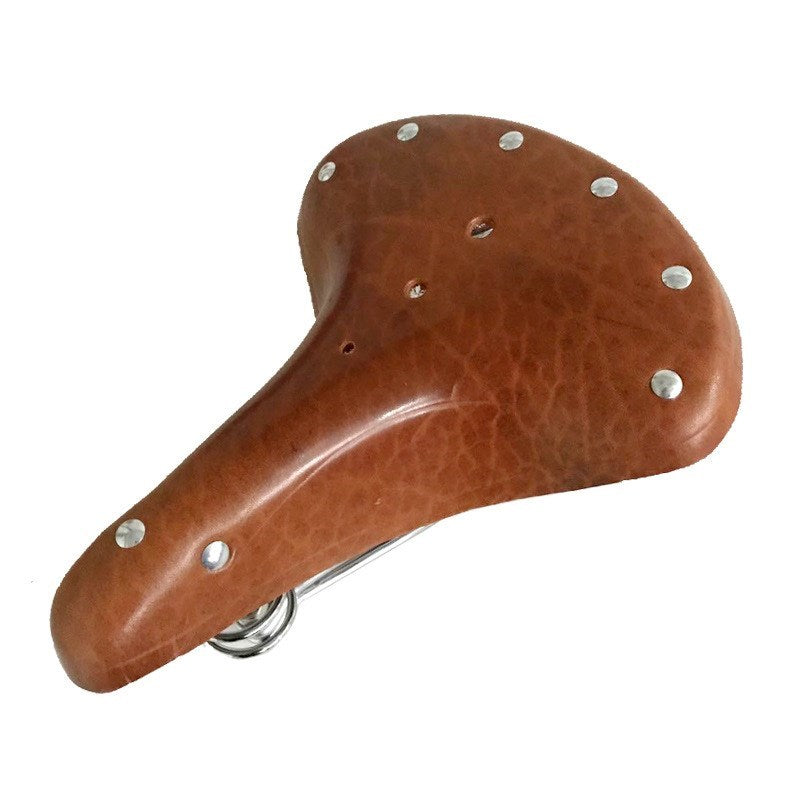 Vintage Genuine Leather Shock-Absorbing Spring Bicycle Seat Tuning Retro Bicycle Saddle