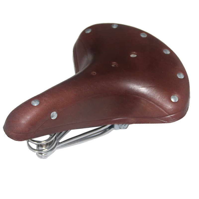 Vintage Genuine Leather Shock-Absorbing Spring Bicycle Seat Tuning Retro Bicycle Saddle