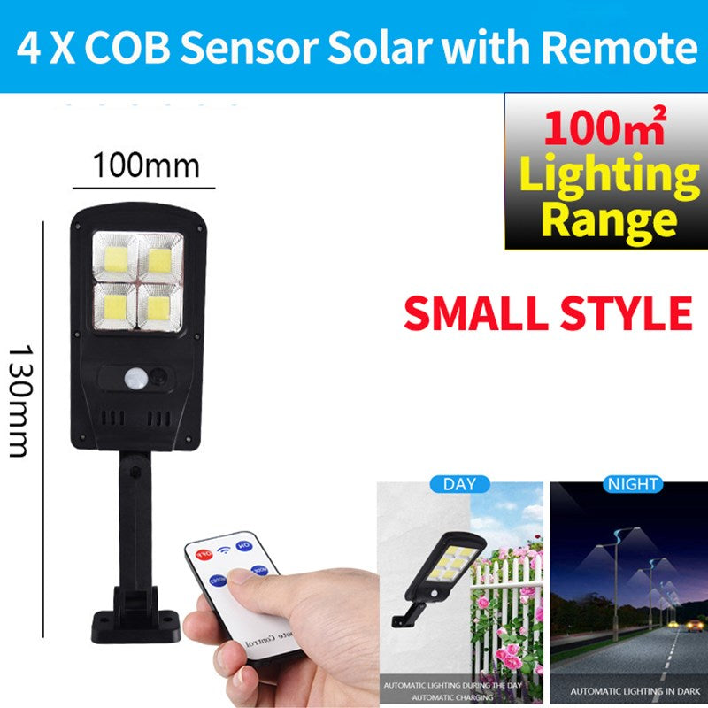 LED Solar Street Light 3 Modes Remote Garden Lamp IP67 Waterproof Motion Sensor Outdoor Lighting