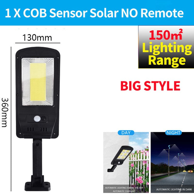 LED Solar Street Light 3 Modes Remote Garden Lamp IP67 Waterproof Motion Sensor Outdoor Lighting