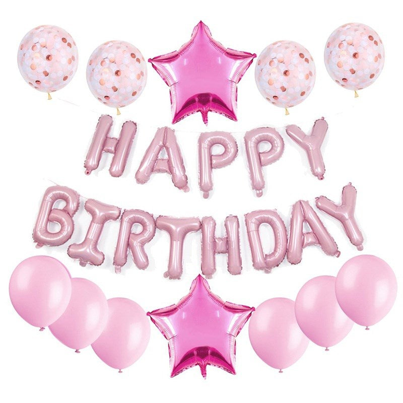 25Pcs/Set Happy Birthday Banner Balloons Foil Letters Balloons Banner for Birthday Party Decoration