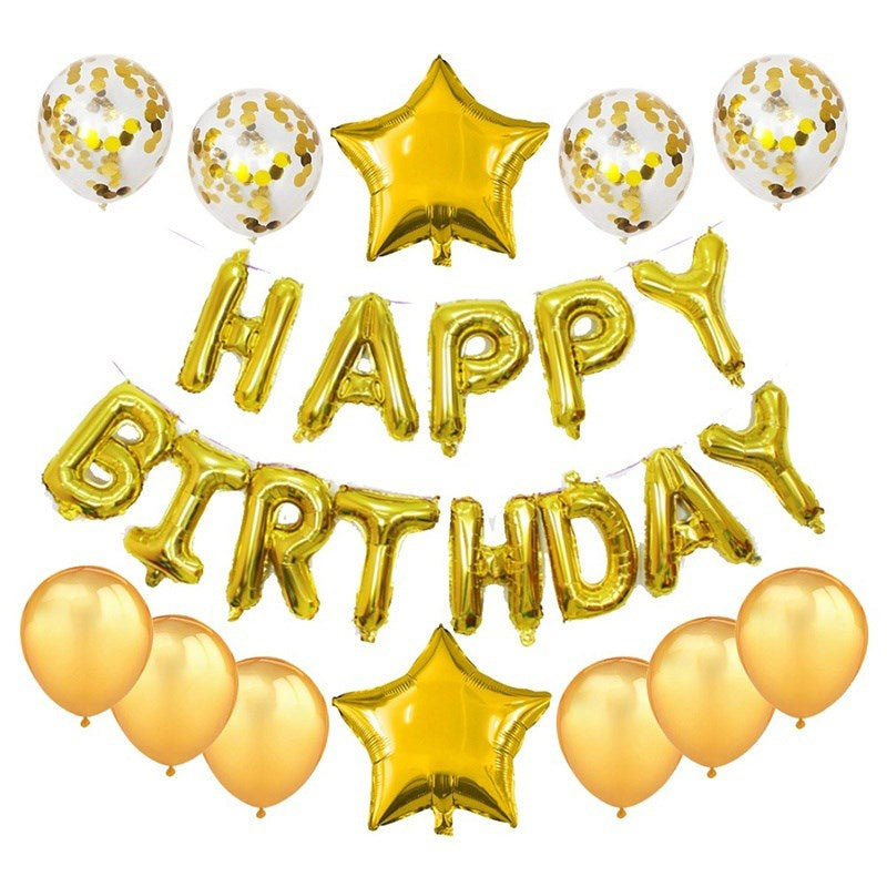 25Pcs/Set Happy Birthday Banner Balloons Foil Letters Balloons Banner for Birthday Party Decoration
