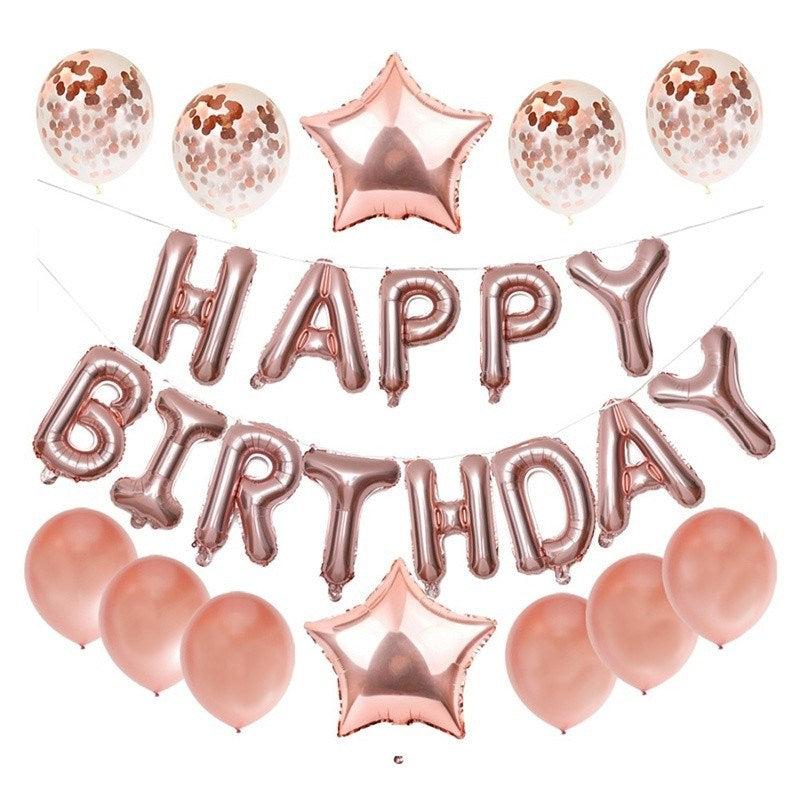 25Pcs/Set Happy Birthday Banner Balloons Foil Letters Balloons Banner for Birthday Party Decoration