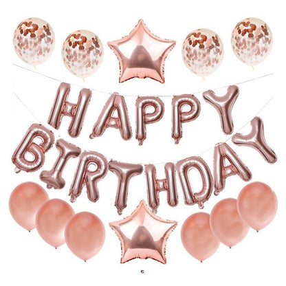 25Pcs/Set Happy Birthday Banner Balloons Foil Letters Balloons Banner for Birthday Party Decoration