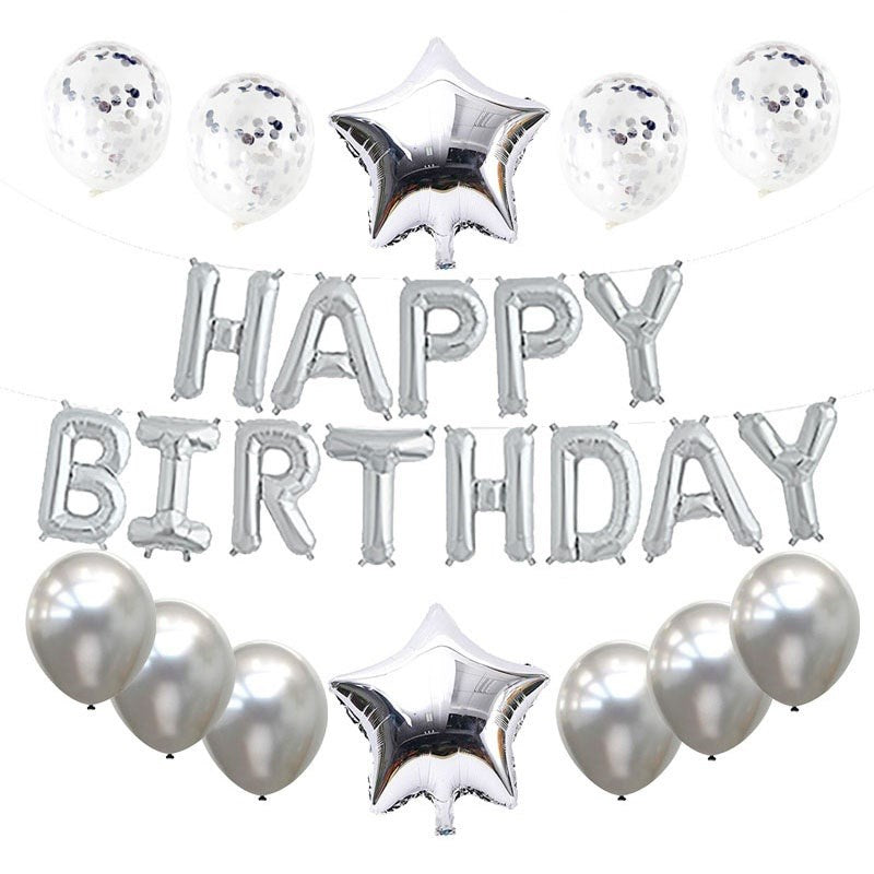 25Pcs/Set Happy Birthday Banner Balloons Foil Letters Balloons Banner for Birthday Party Decoration