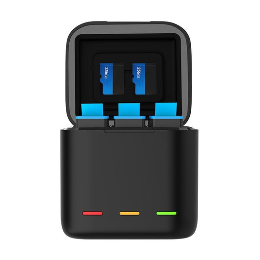 TELESIN For GoPro Hero 9 3 Slots Battery Charger + Type-C Cable Battery Charging Dock with LED Light