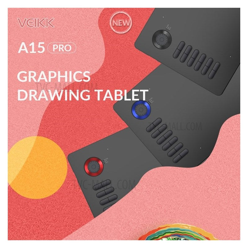 VEIKK A15 Pro Graphics Drawing Tablet 10 x 6 inch Digital Drawing Tablet with Battery-free Stylus Support Windows, Mac