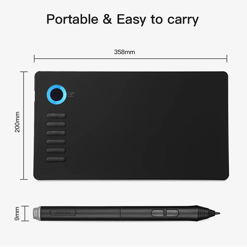 VEIKK A15 Pro Graphics Drawing Tablet 10 x 6 inch Digital Drawing Tablet with Battery-free Stylus Support Windows, Mac