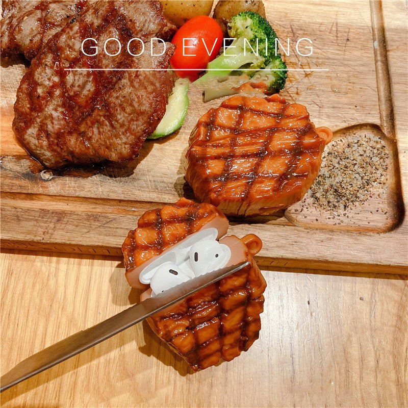 For Airpods 1/2 Pro Silicone Case French Steak Wireless Earphones Protector