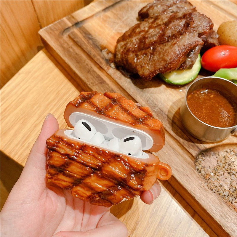 For Airpods 1/2 Pro Silicone Case French Steak Wireless Earphones Protector