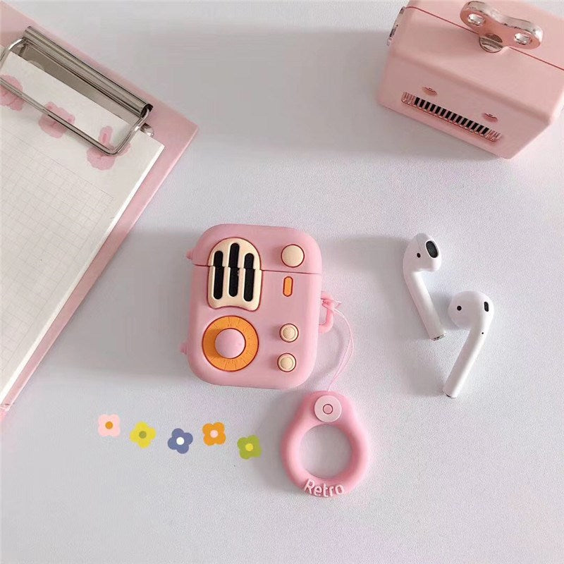 For Apple Airpods 1/2 Silicone Case Retro Radio Wireless Earphones Protector