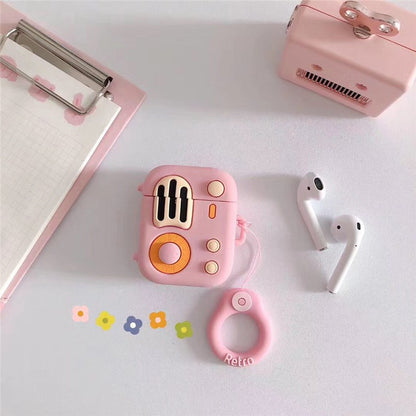 For Apple Airpods 1/2 Silicone Case Retro Radio Wireless Earphones Protector