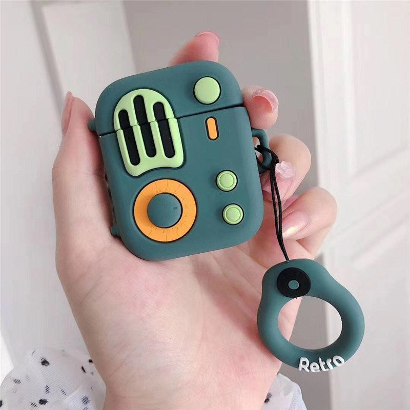 For Apple Airpods 1/2 Silicone Case Retro Radio Wireless Earphones Protector