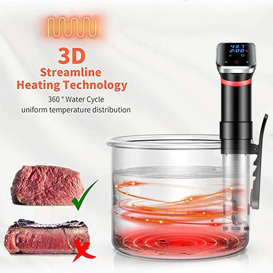 1100W Vacuum Food Sous Immersion Cooker Circulator Accurate Cooking with LED Display [FDA Certificated], EU Plug