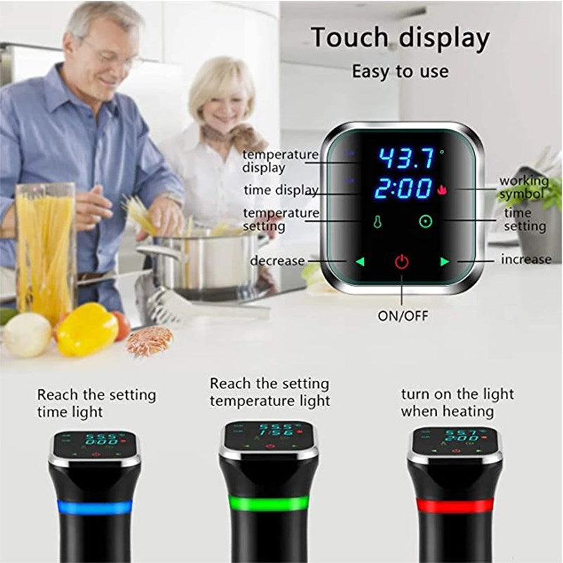 1100W Vacuum Food Sous Immersion Cooker Circulator Accurate Cooking with LED Display [FDA Certificated], EU Plug