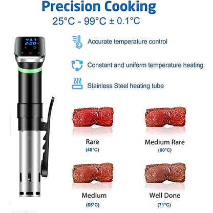 1100W Vacuum Food Sous Immersion Cooker Circulator Accurate Cooking with LED Display [FDA Certificated], EU Plug