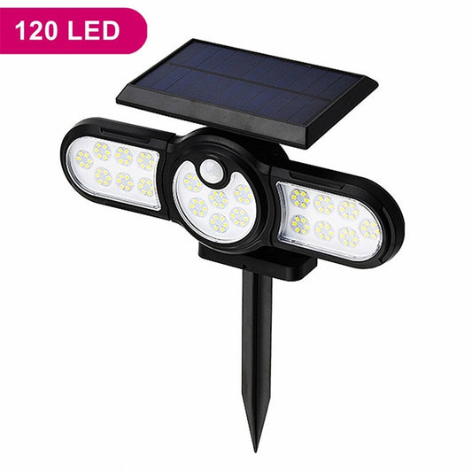 Solar LED Light Motion Sensor Waterproof Outdoor Light Rotary Spotlight Garden Light