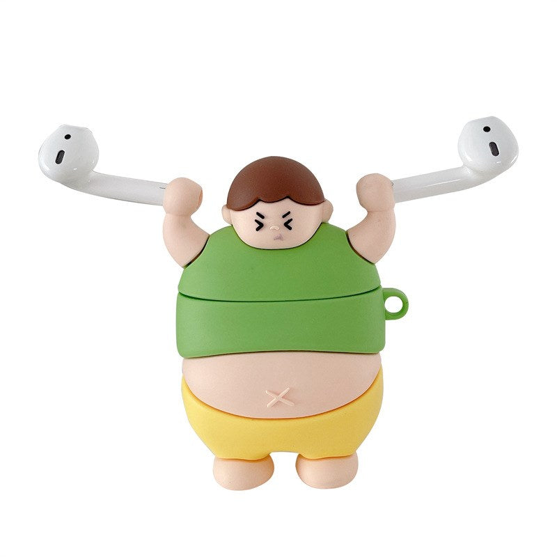 For Apple AirPods 1/2/Pro Earphone Case Weightlifting Fat Man Bluetooth Headphones Cover
