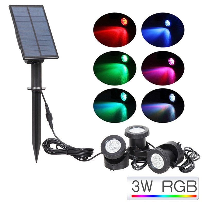 Underwater Solar RGB LED Landscape Light Gradient Spotlight for Garden Pool Patio