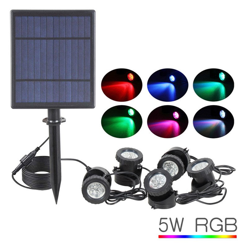 Underwater Solar RGB LED Landscape Light Gradient Spotlight for Garden Pool Patio