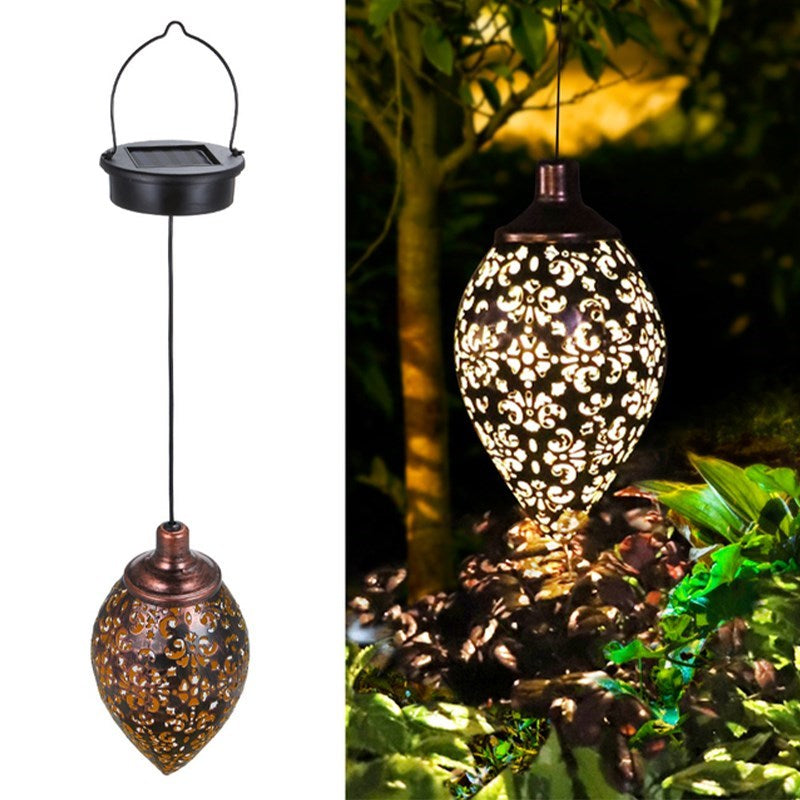 Hanging Solar Light Solar Lantern Waterproof Garden Light Metal Lamp for Outdoor Decor