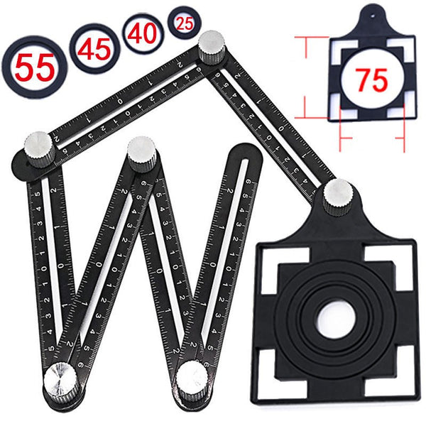Multi-angle Measuring Ruler Template Tool Drill Guide Ceramic Tile Hole Punch Locator 6-Fold Measuring Tool