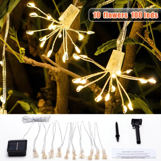 For Garden Patio Yard Solar Firework Light Dandelion Curtain Light Lamp
