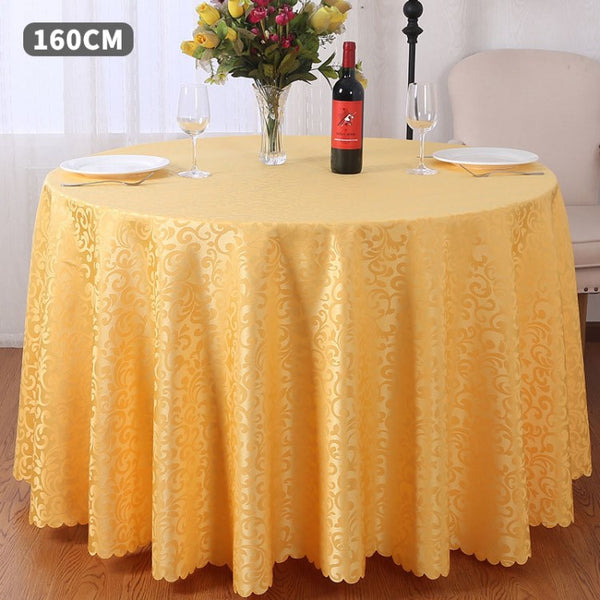 Solid Color Tablecloth Exquisite Flower Pattern Round Table Cover for Restaurant Hotel