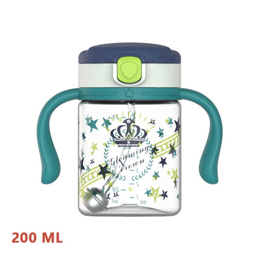 Sippy Straw Bottle for Kids Handheld Water Bottle Portable Toddler Cup with Lid Handles (BPA-Free, NO FDA)