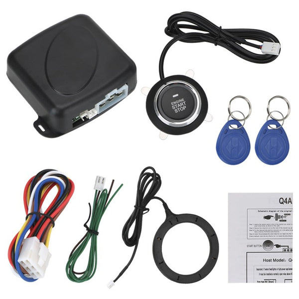 GY902C 12V Car Alarm Security Start Stop Button Keyless Entry System Remote Engine Start Starter RFID Anti-theft Car Tracker Car Alarm